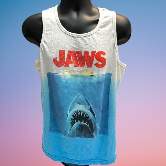 Vintage JAWS MovieTank Top - Shark Attack Graphic M L Unisex - Picture 1 of 7